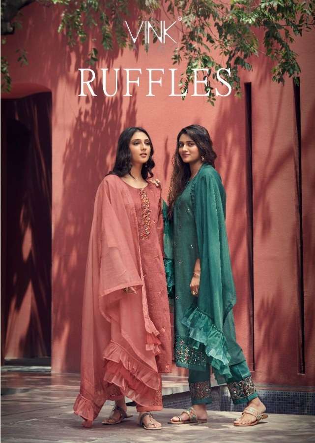 Ruffles By Vinak Fashion Premium Designer Party Wear Collection Lowest Price Cheapest Kurtis Pant With Dupatta Catalog