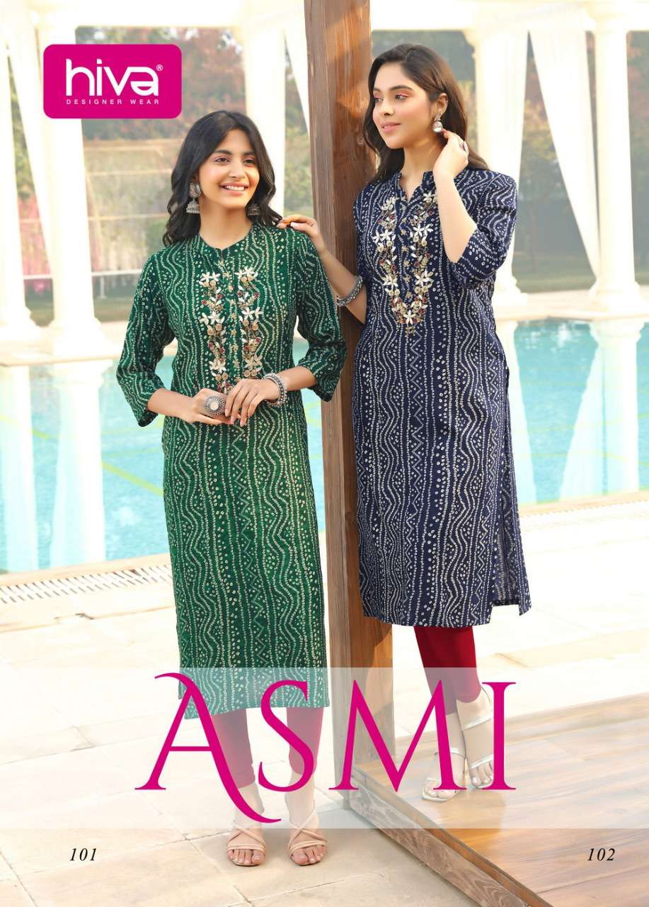 Asmi By Hiva Wholesale Online Lowest Price Rayon Kurtis Set