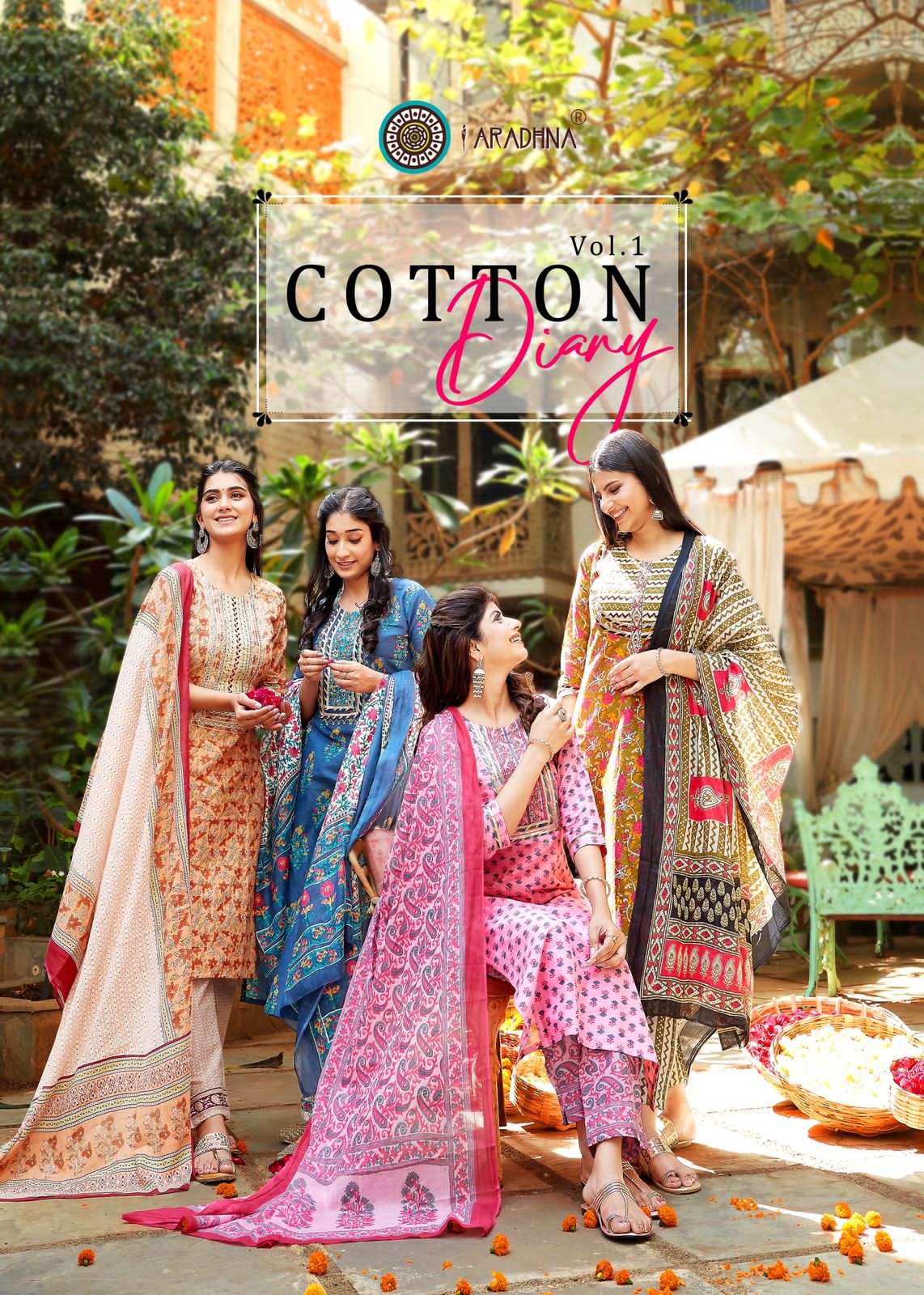 Cotton Diary Vol 1 By Aradhna Wholesale Online Kurtis Pant Dupatta Set