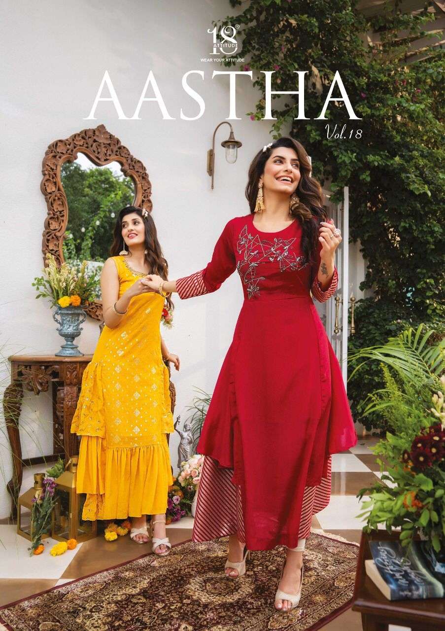 Aastha Vol 18 By 18 Attitude Designer Wholesale Online Kurtis Set