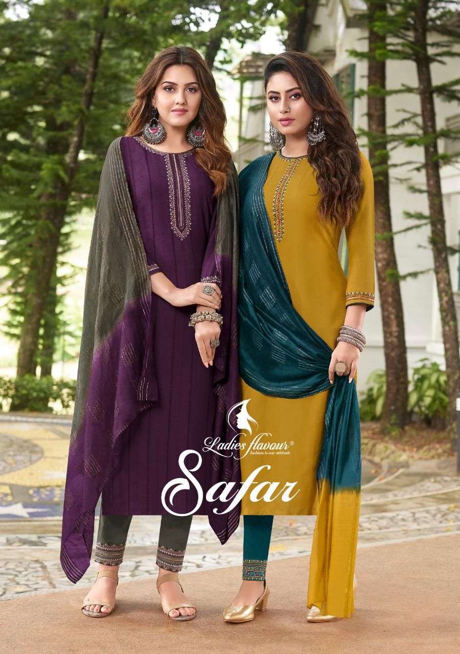 Safar By Ladies Flavour Designer Wholesale Online Kurtis Pant Dupatta Set
