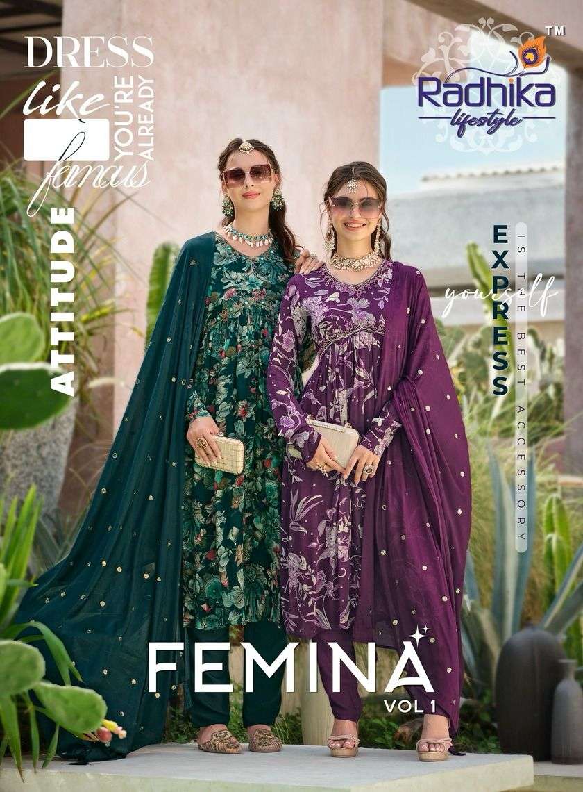 Femina Vol 1 Buy Radhika Lifestyle Lowest Price Chinon Wholesale Kurta Suit Sets