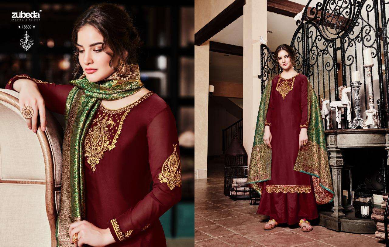 Naira Zubeda Latest Designer Satin Georgette Salwar Suit
