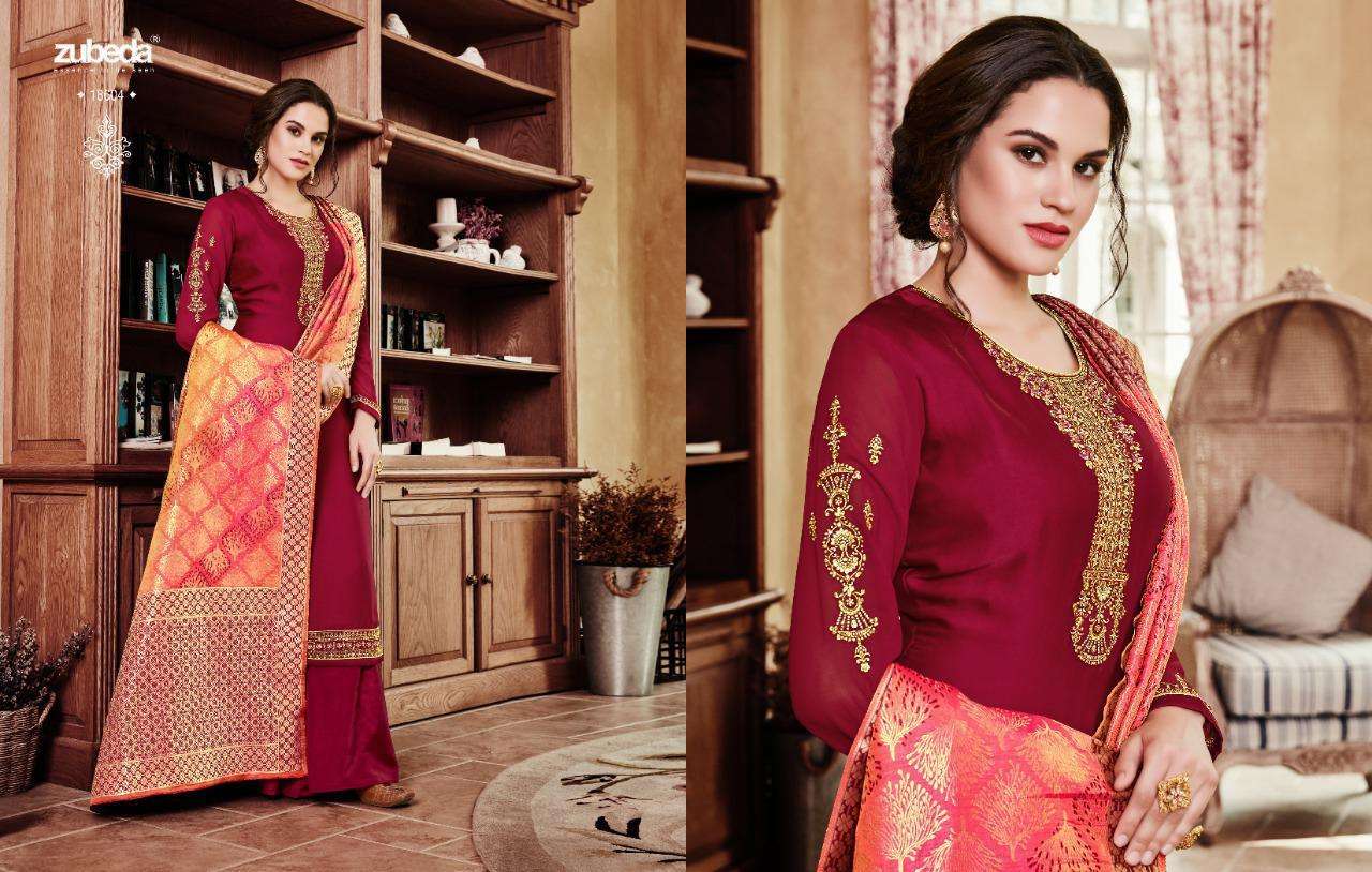 Naira Zubeda Latest Designer Satin Georgette Salwar Suit