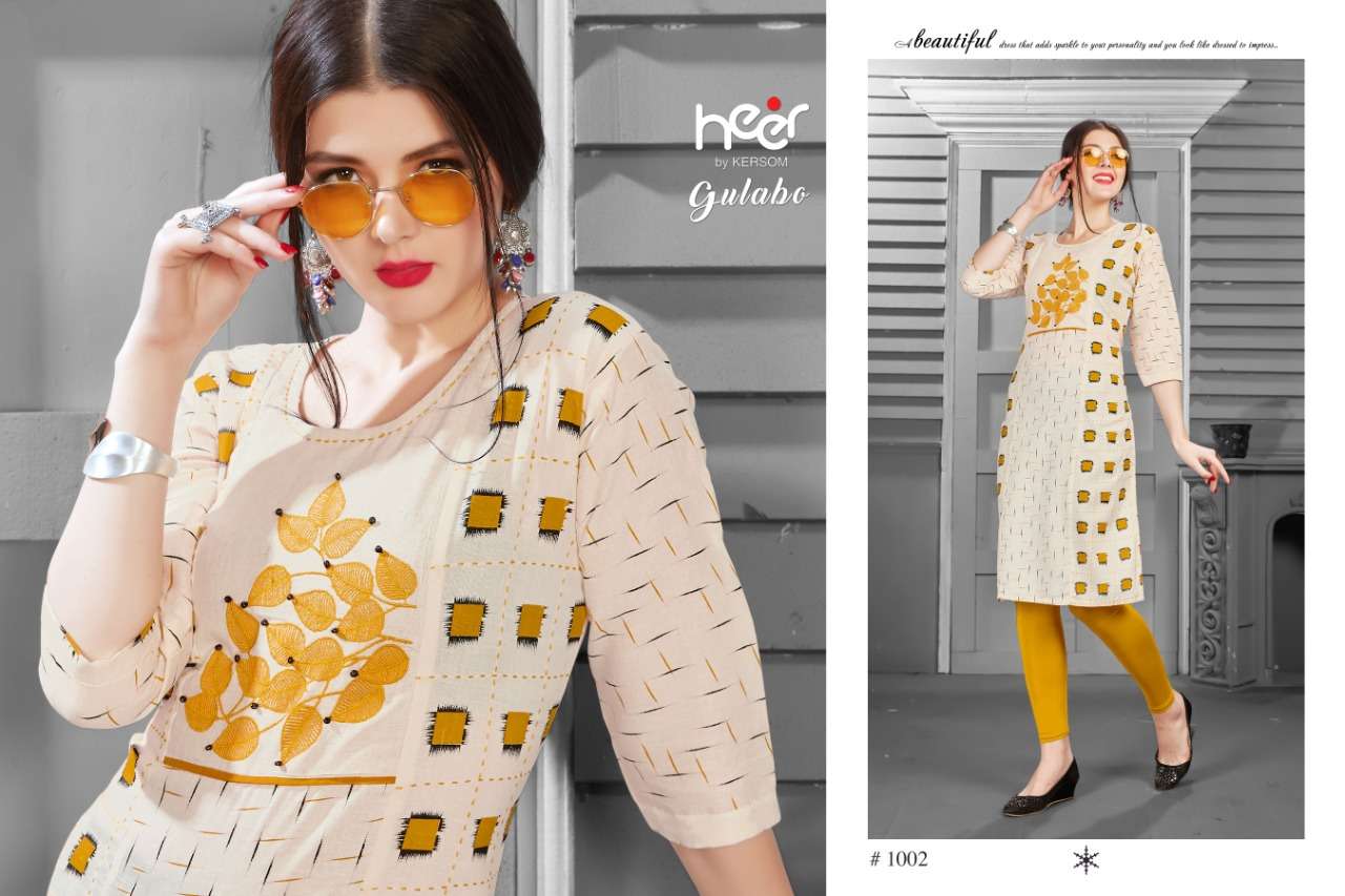 Buy Gulabo Kersom Heer Cotton Designer Cotton Kurtis