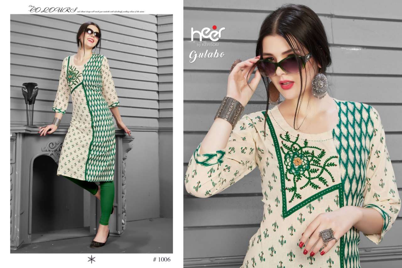 Buy Gulabo Kersom Heer Cotton Designer Cotton Kurtis