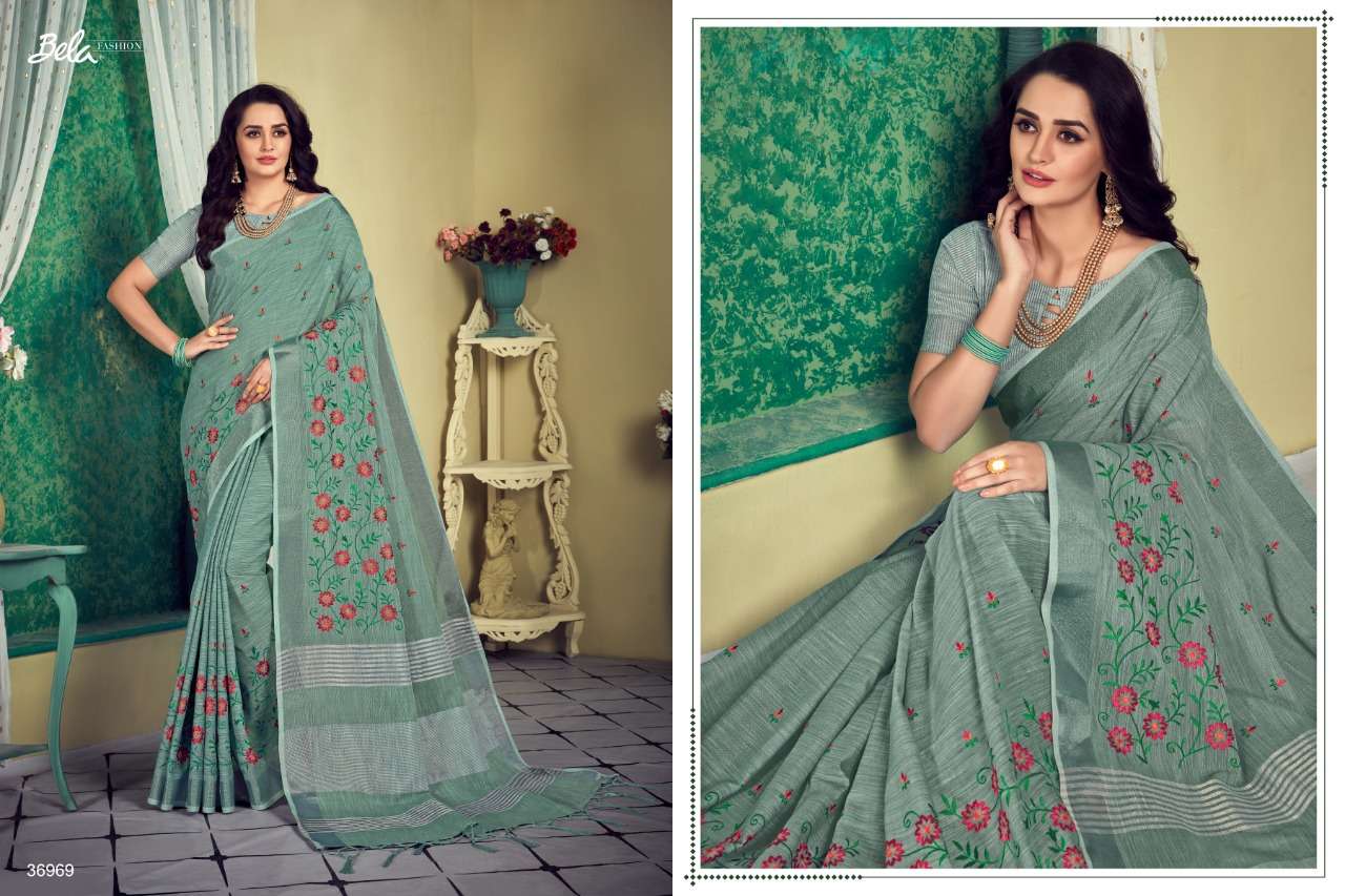 Buy Jade Vol 2 Bela Designer Linen Silk Sarees