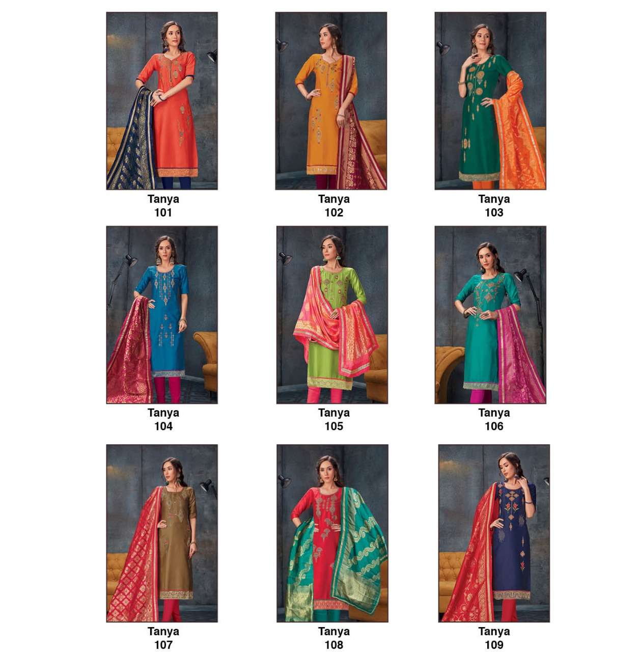 Buy Tanya. Raheja Designer Jam Satin Salwar Suit