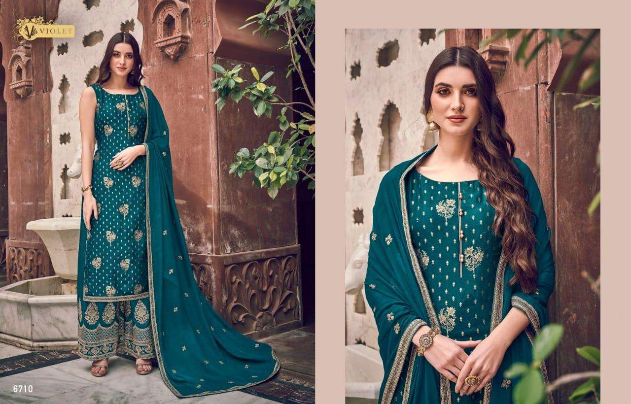 Buy Violet Swagat Designer Dola Jecquard Salwar Suit