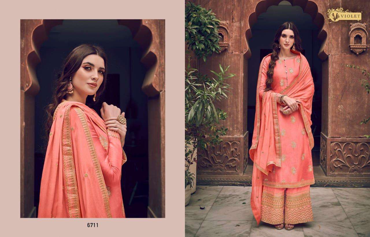 Buy Violet Swagat Designer Dola Jecquard Salwar Suit