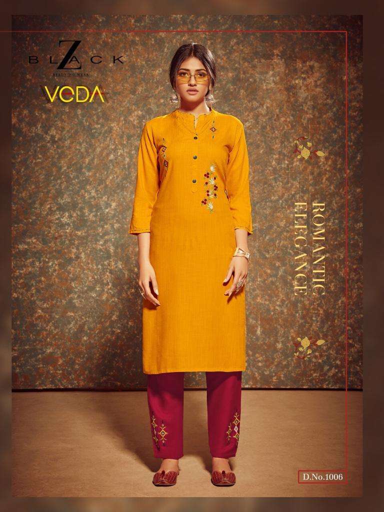 Vada By Z Black Latest Rayon Kurti With Pant