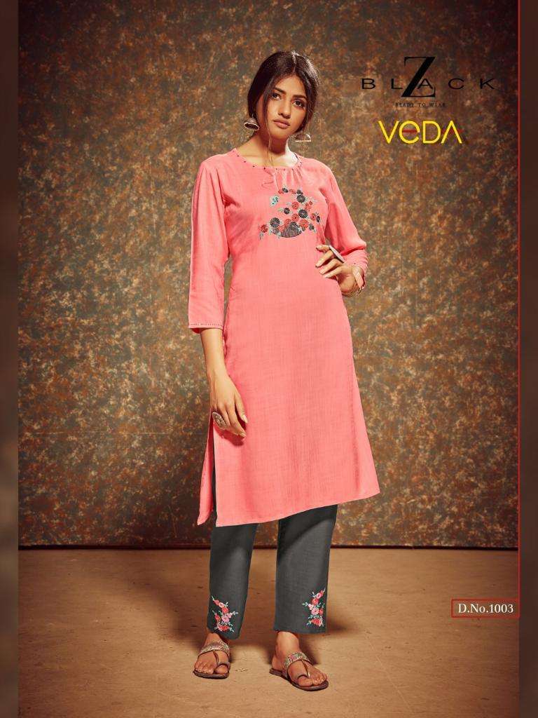 Vada By Z Black Latest Rayon Kurti With Pant