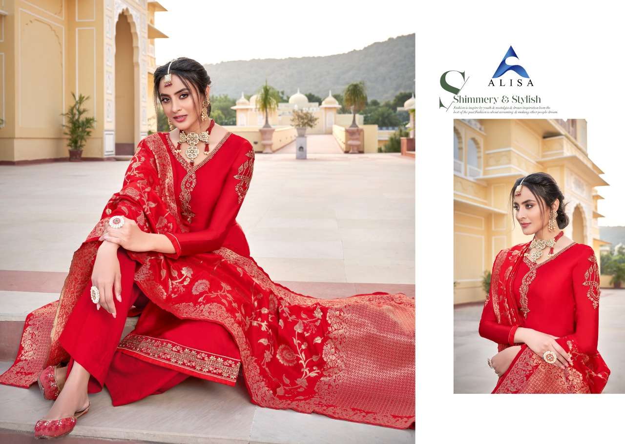 Buy Amira Alisa Designer Satin Georgette Salwar Suit