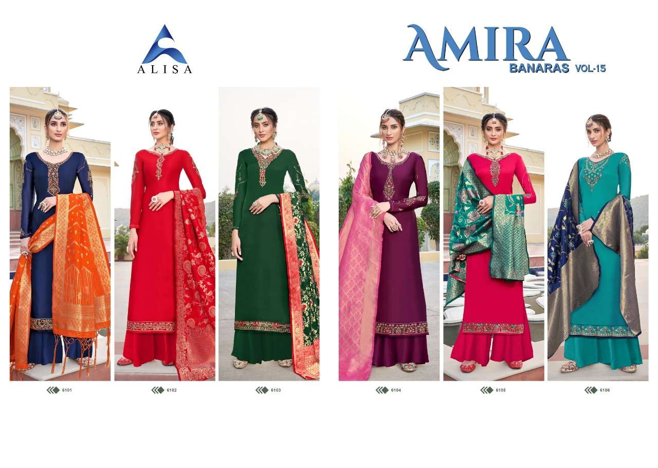 Buy Amira Alisa Designer Satin Georgette Salwar Suit