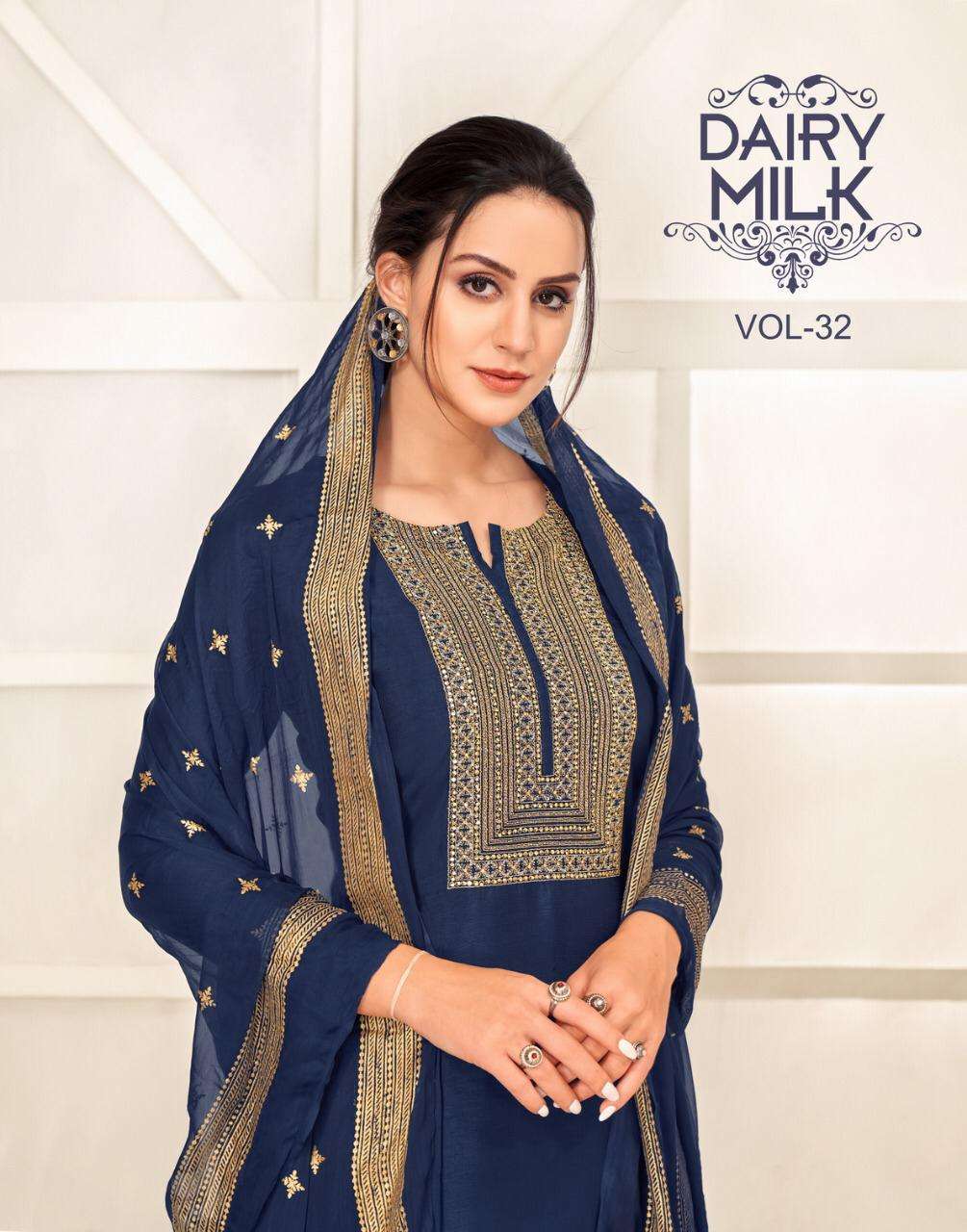 Buy Angroop Plus Dairy Milk Vol - 32 Cotton Chanderi Online Wholesale Cheapest Salwar Suit