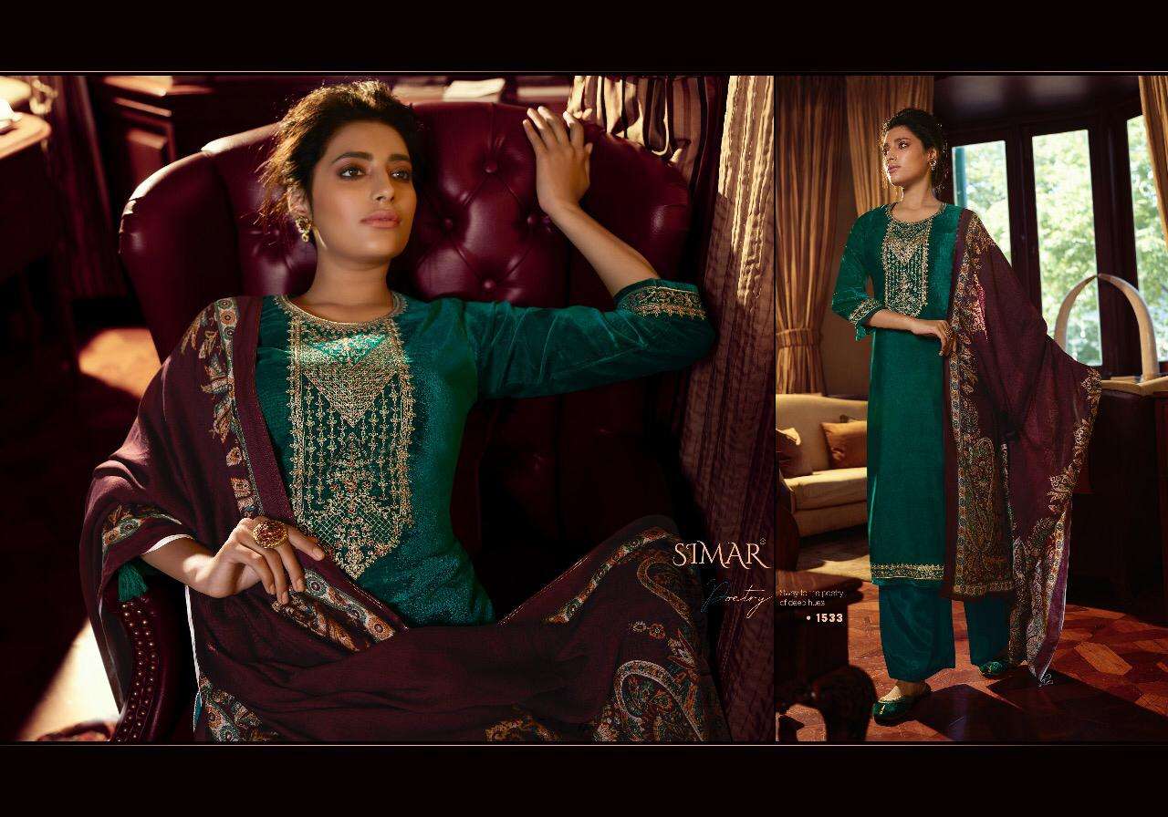Buy Velvet Simar Glossy Velvet Pashmina Woolen Salwar Suit