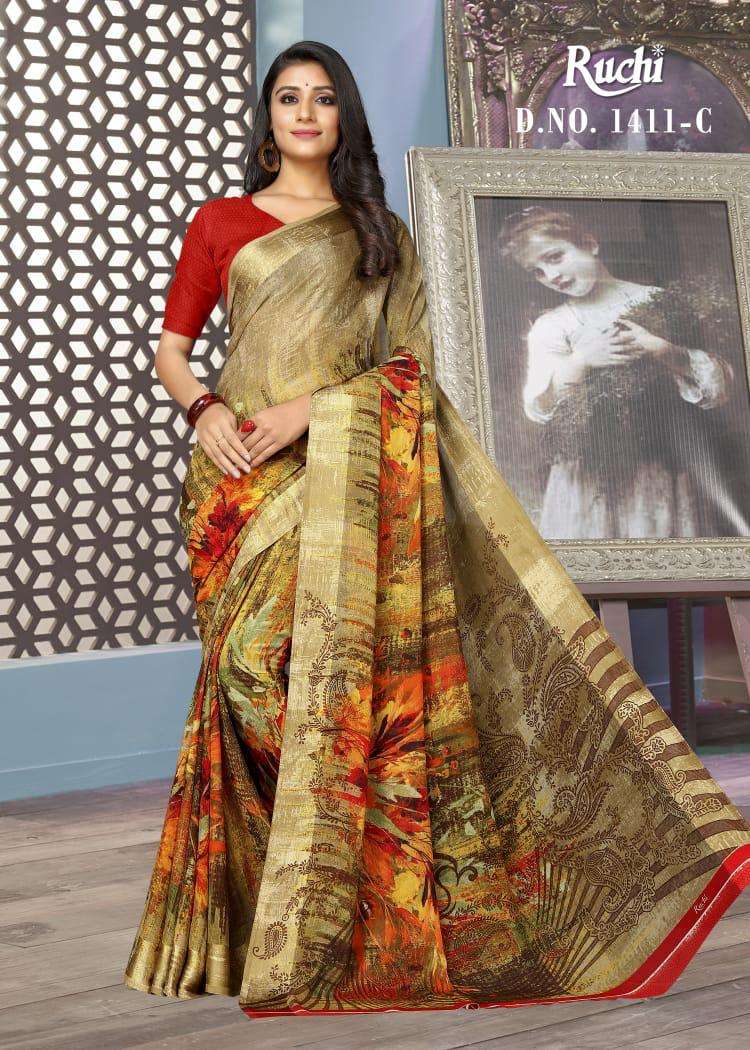 Buy Blueberry Ruchi Onlinen Wholesale Designer Chiffon Saree