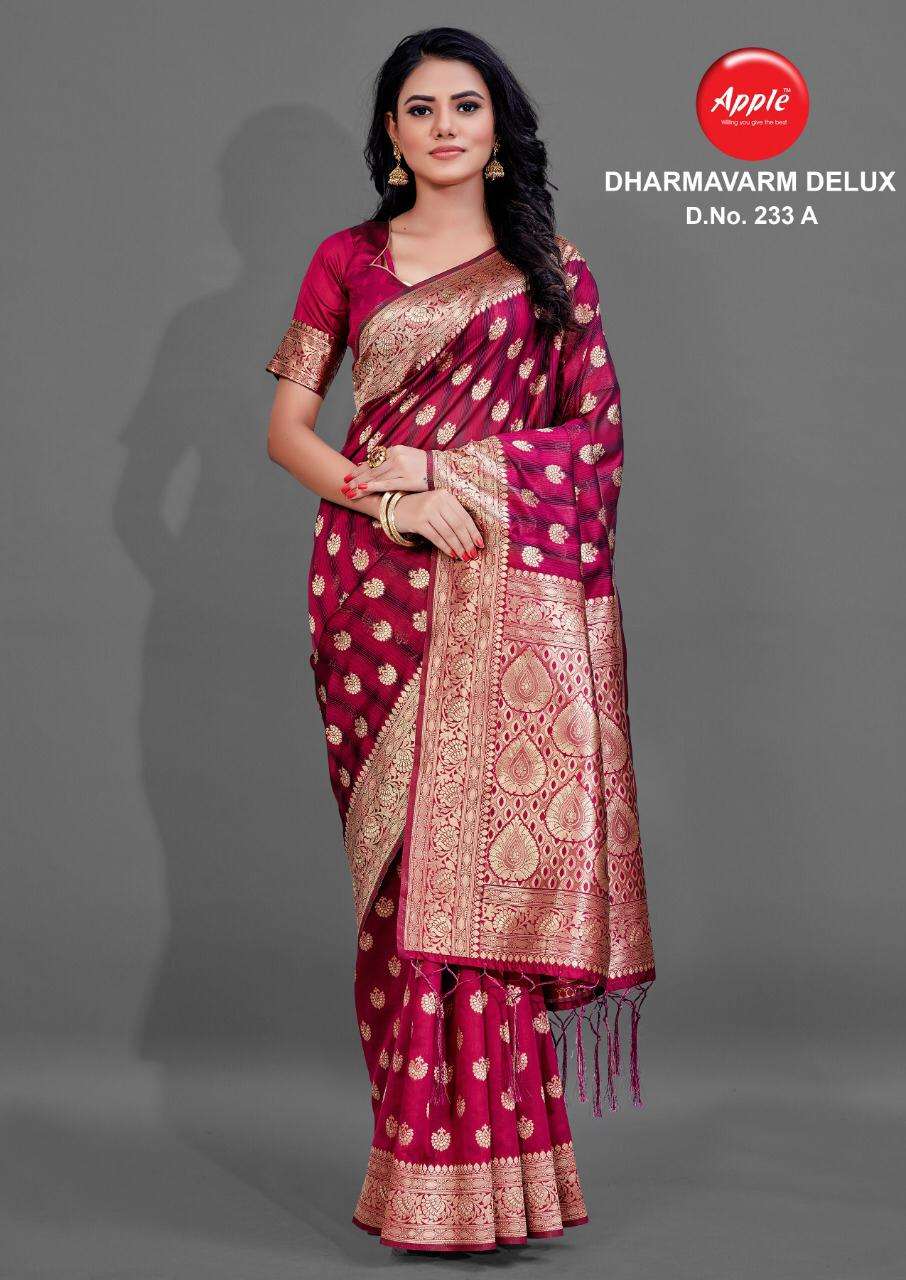 Buy Dharmavaram Silk Delux Apple Designer Silk Weaving Saree