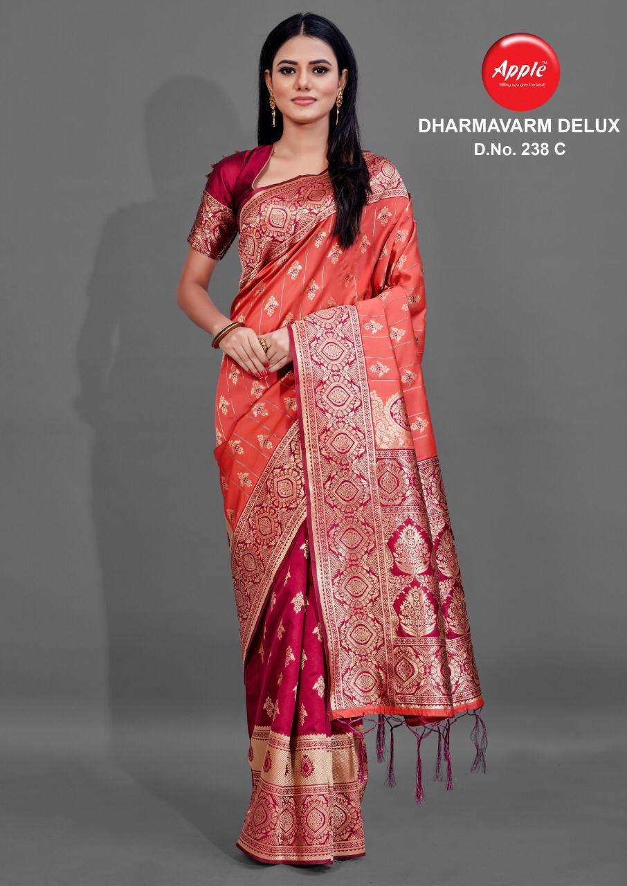 Buy Dharmavaram Silk Delux Apple Designer Silk Weaving Saree