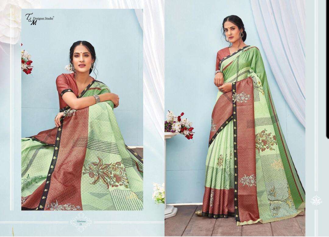 Buy Glorious T and M Designer Polyester Saree
