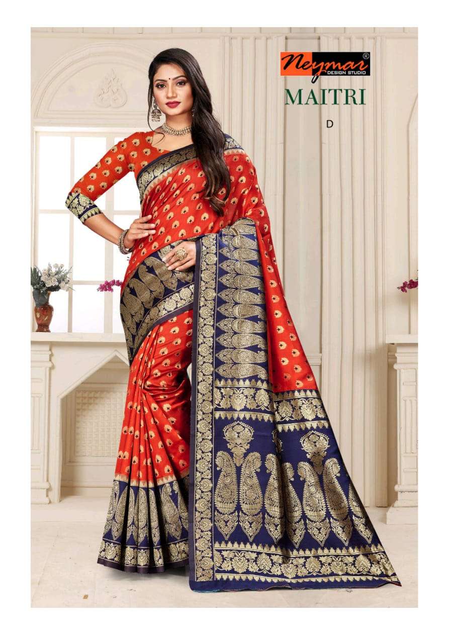 Buy Maitri Neymar Designer Silk Saree