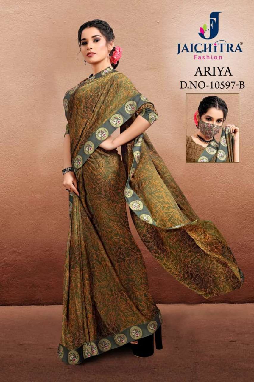 Buy Aariya Jai Chitra Online Wholesale Designer Dull Moss Saree
