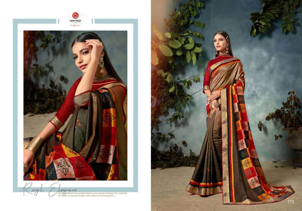 Buy Basanti Seemaya Online Wholesale Designer Vichitra Silk Saree