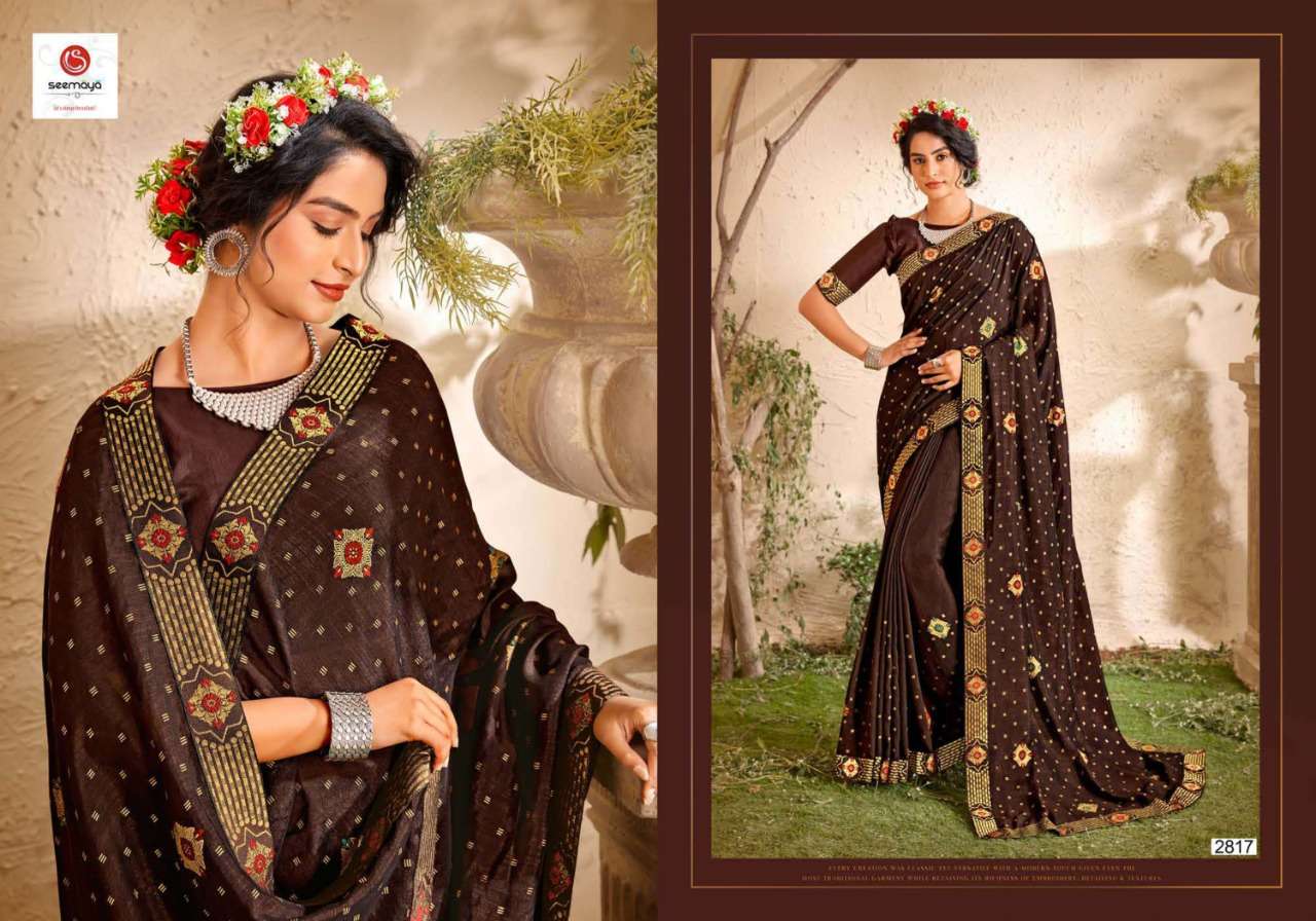 Buy Beauty Queen Seemaya Online Wholesale Designer Vichitra Silk Saree