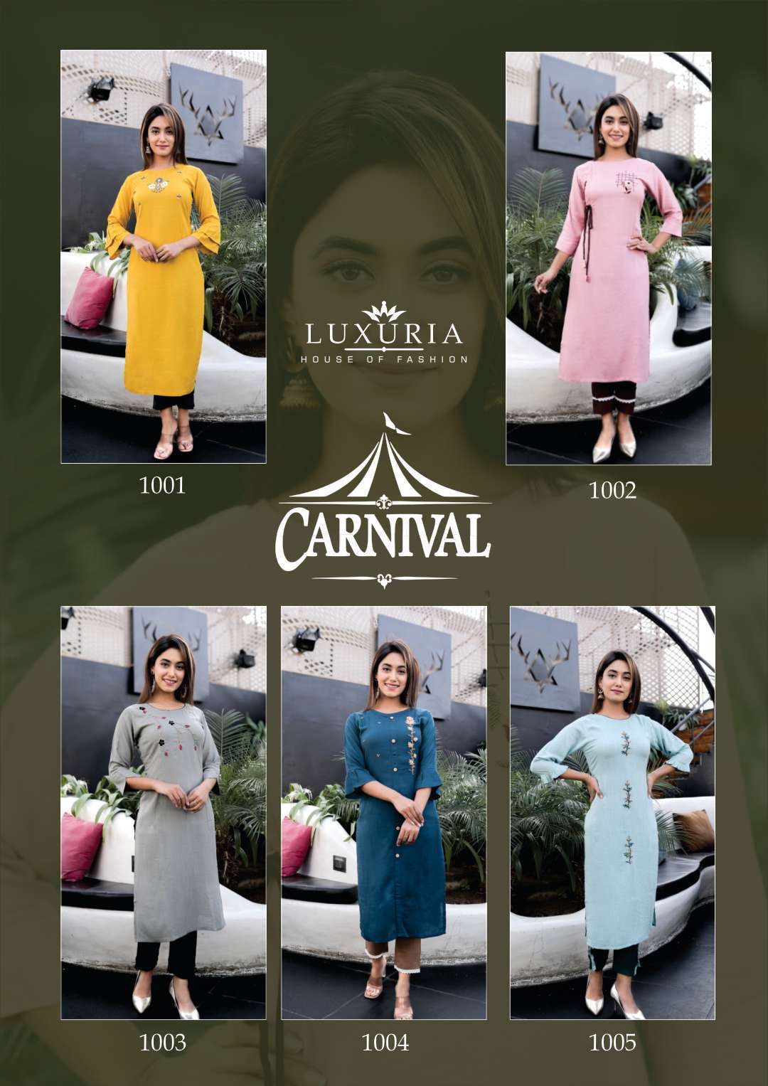 Buy Carnival Luxuria Online Wholesale Designer Slub Rayon Kurti With Pant