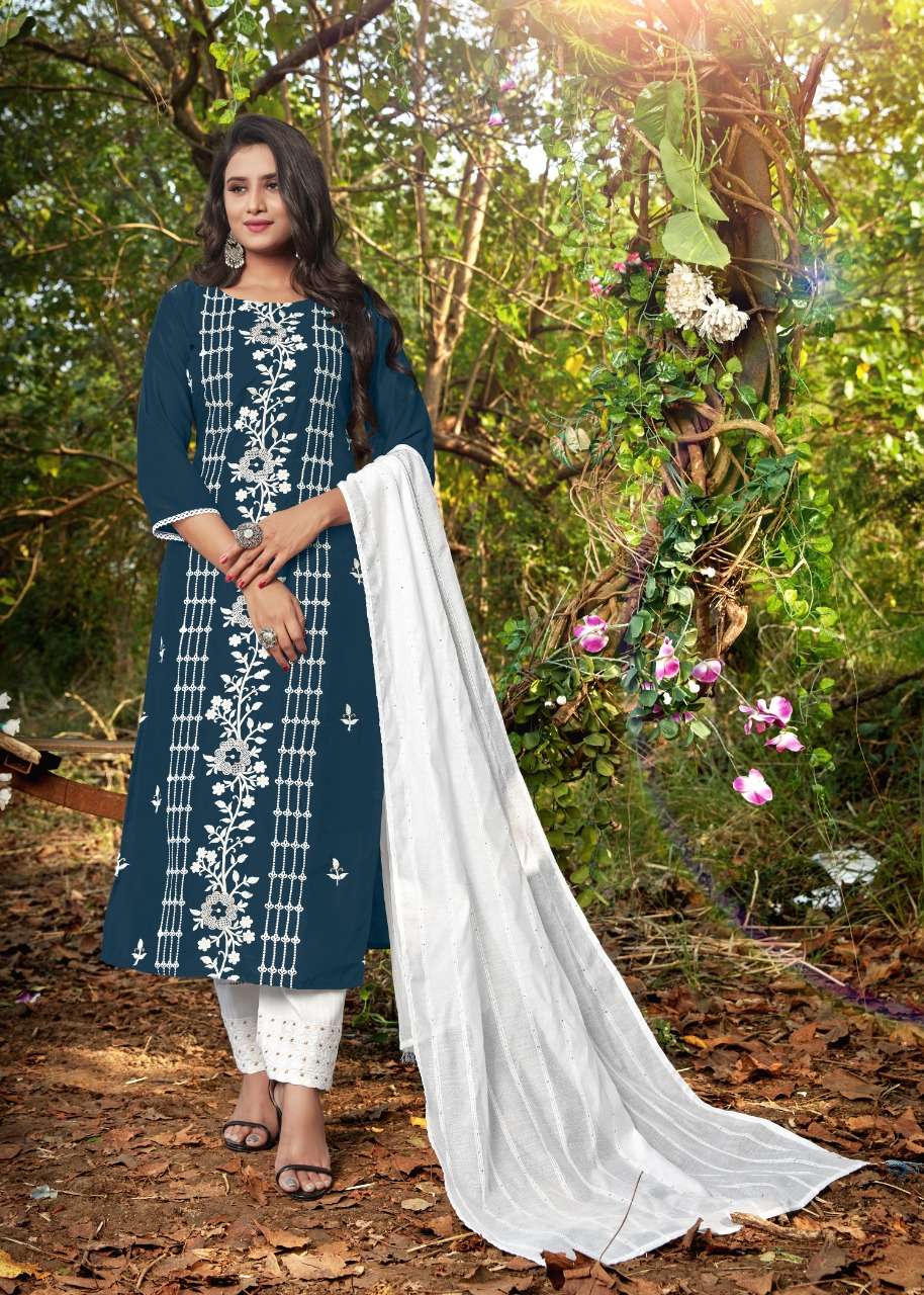 Buy Lakhnavi 4 Colours Online Wholesale Designer Muslin Kurti With Pant With Dupatta