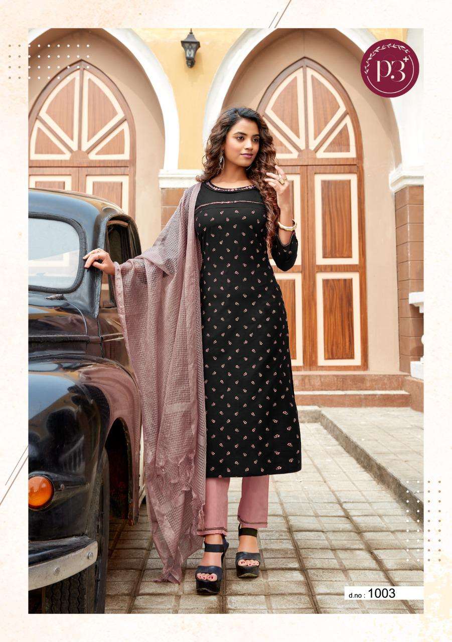 Buy Nargis P 3 Plus Online Wholesale Designer Viscose Kurti With Pant Dupatta
