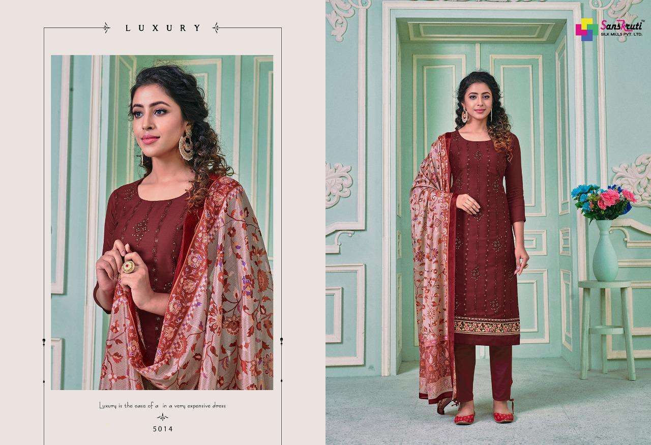 Buy Safron Sanskruti Online Wholesale Designer Jam Silk Salwar Suit