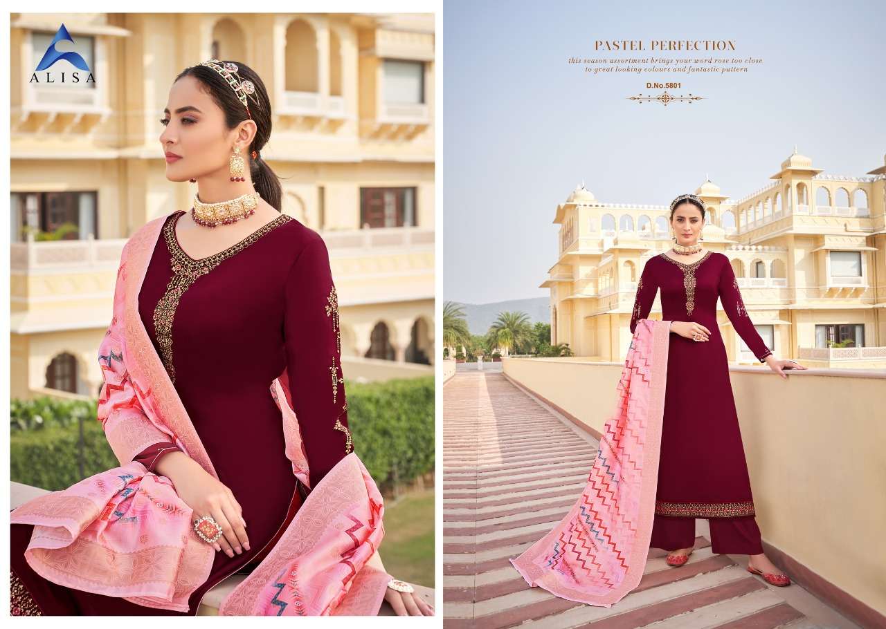 Buy Suhan Vol 5 Alisha Online Wholesale Designer Satin Georgette Salwar Suit