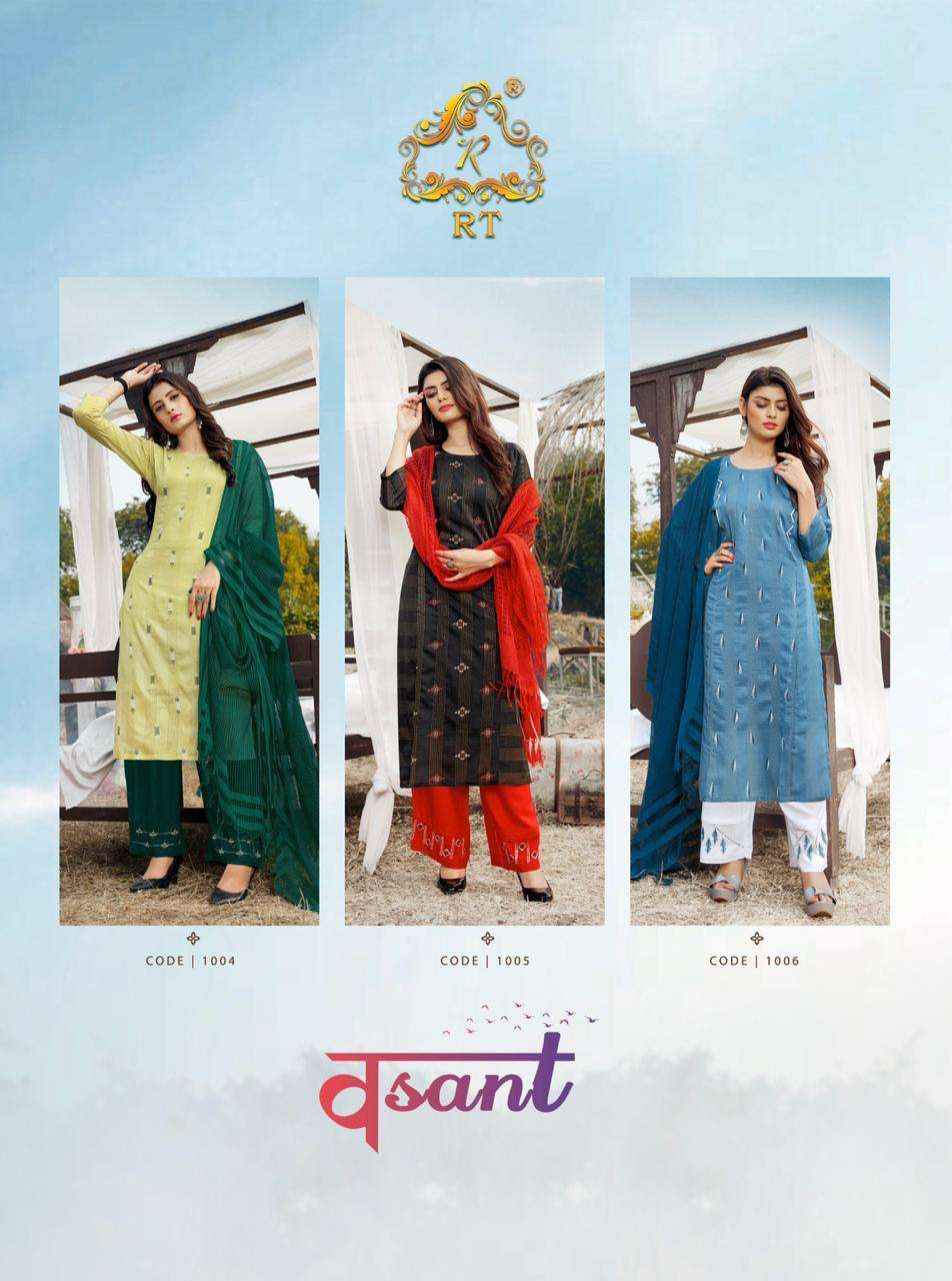 Buy Vasant Rijiya Trends Online Wholesale Designer Kurti With Pant Dupatta