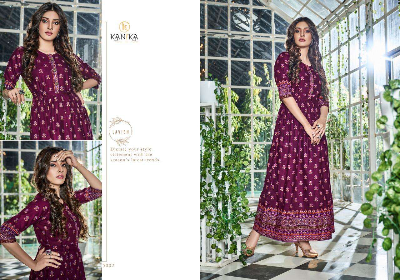 Buy Aarohi Kanika Online Wholesale Designer Rayon Gown Flar Kurtiss
