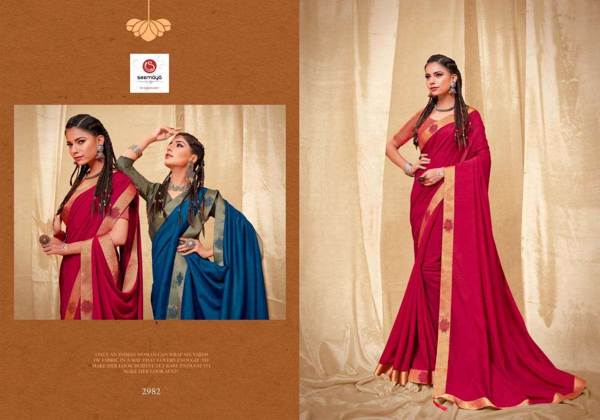 Buy Alveera Seemaya Online Wholesale Designer Vichitra Silk Saree