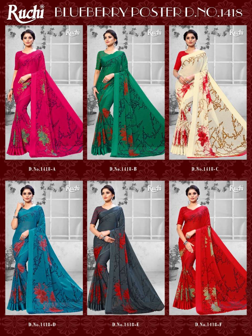 Buy Blueberry Ruchi Saree Online Wholesale Designer Chiffon Saree