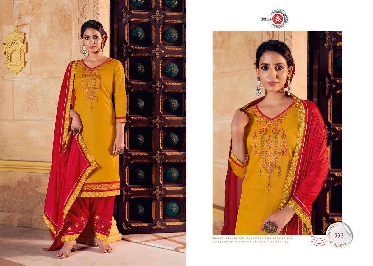 Buy Kesariya Triple Aaa Online Wholesale Designer Jam Silk Salwar Suit