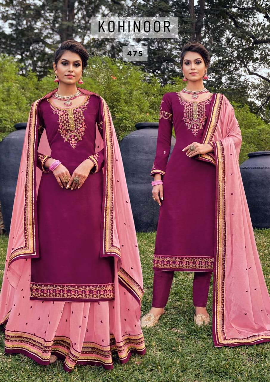 Buy Kohinoor Triple Aaa Online Wholesale Designer Satin Georgette Salwar Suit