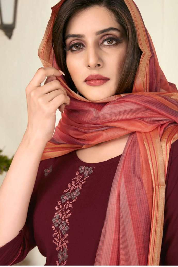 Buy Nari Vol 11 Rijiya Trends Online Wholesale Designer Rayon Slub Kurti With Dupatta