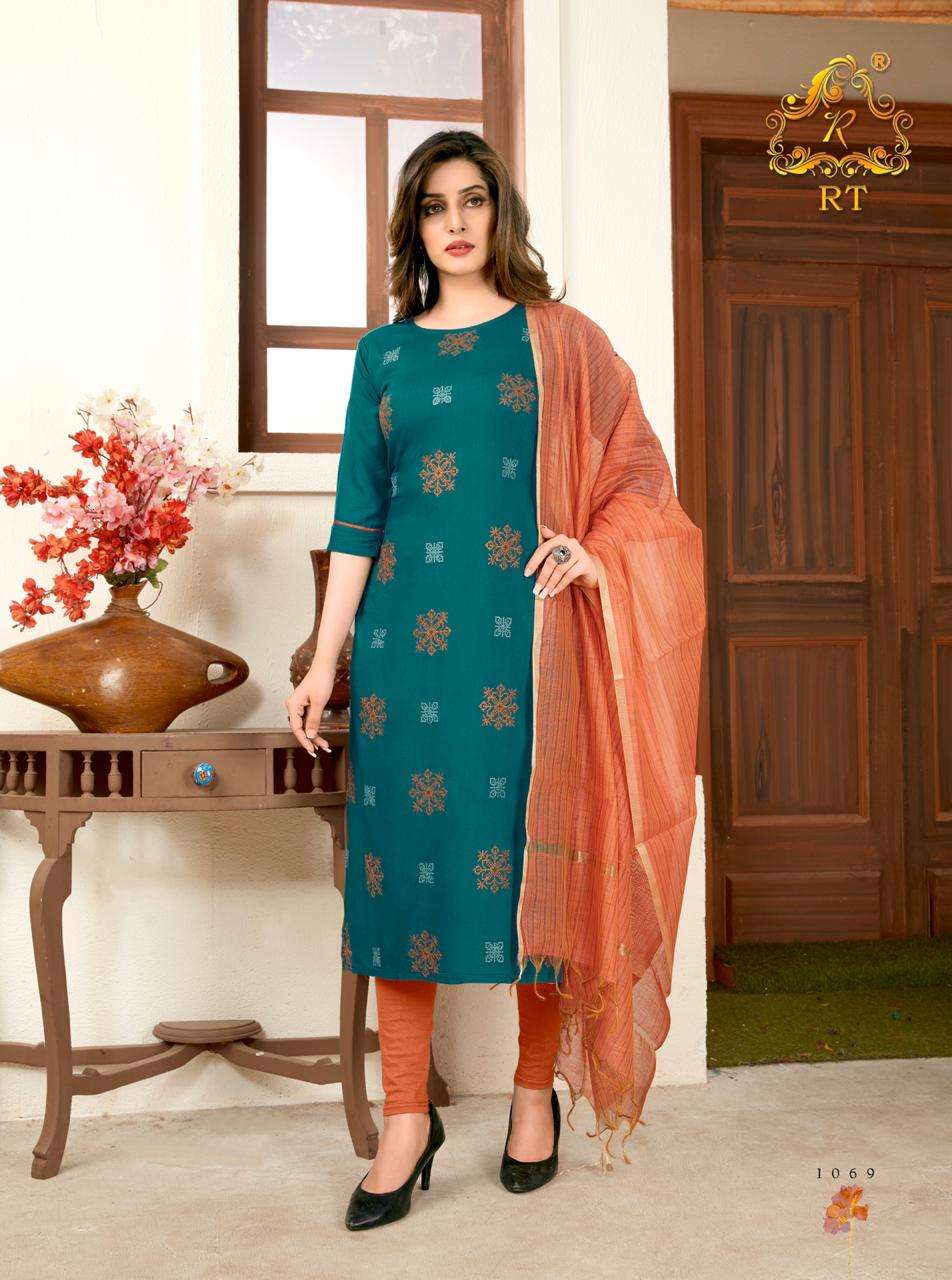 Buy Nari Vol 11 Rijiya Trends Online Wholesale Designer Rayon Slub Kurti With Dupatta