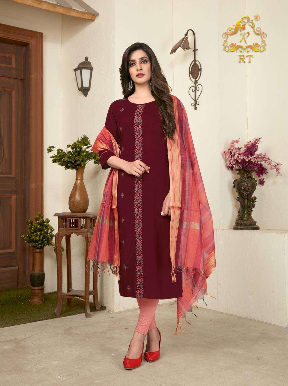 Buy Nari Vol 11 Rijiya Trends Online Wholesale Designer Rayon Slub Kurti With Dupatta