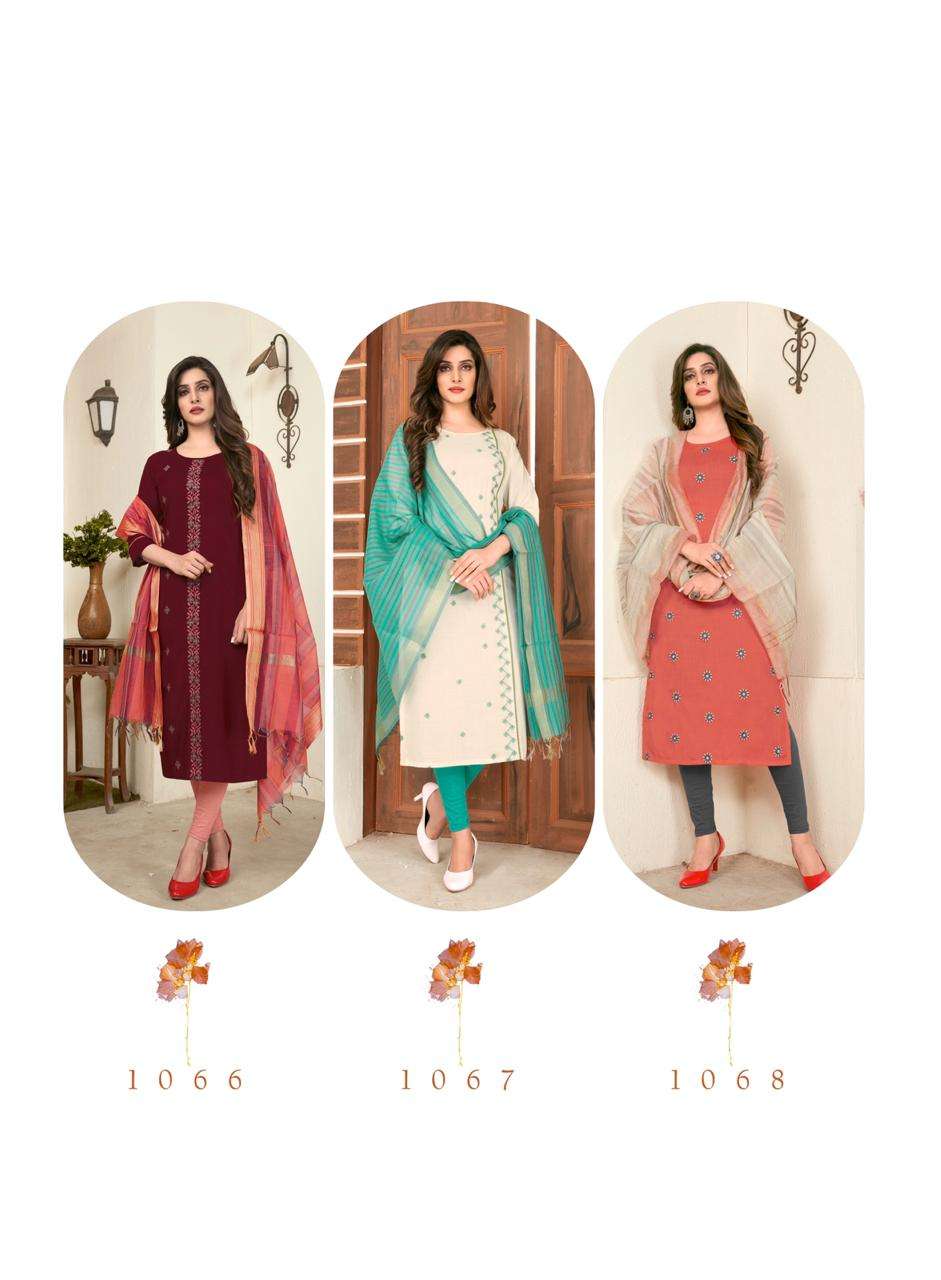 Buy Nari Vol 11 Rijiya Trends Online Wholesale Designer Rayon Slub Kurti With Dupatta