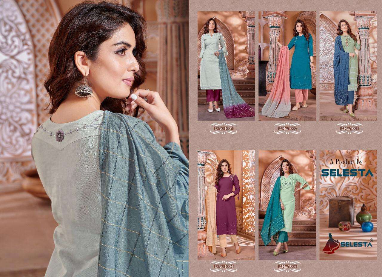 Buy Naysha Selesta Online Wholesale Designer Cotton Kurti With Pant With Dupatta