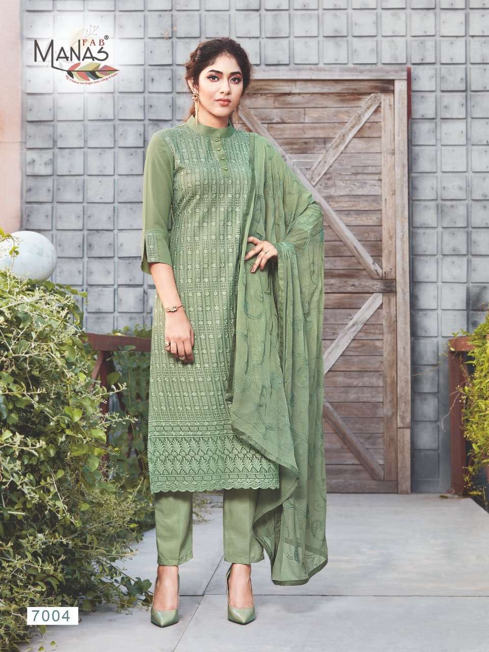 Buy Schiffli Manas Fab Online Wholesale Designer Georgette Salwar Suit