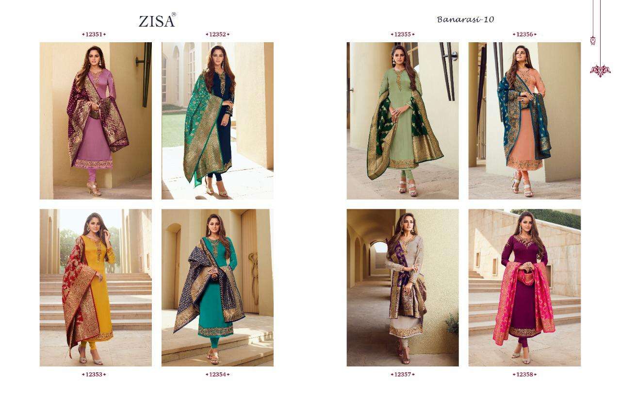 Buy Banarasi Vol 10 Zisa Wholesale Supplier Online Designer Satin Georgette Salwar Suit