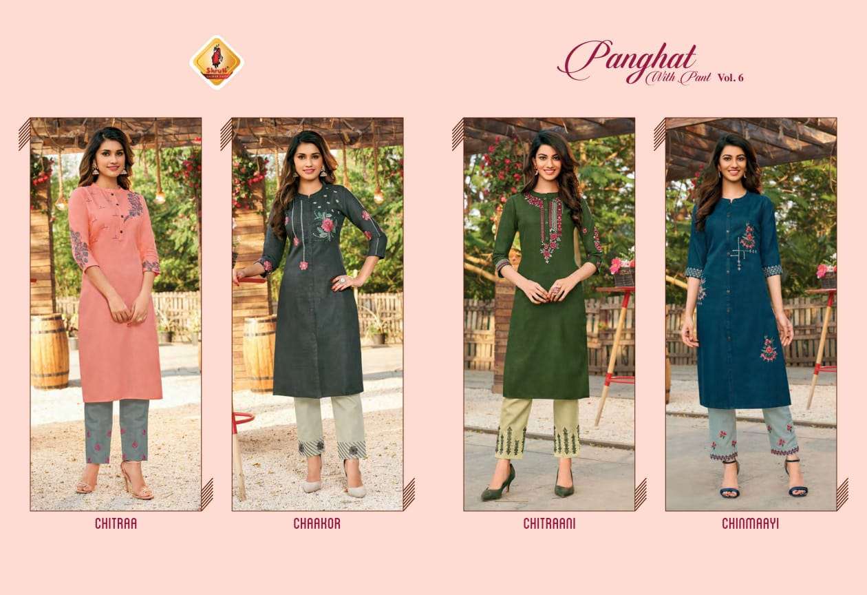 Buy Panghat Vol 6 Shruti Wholesale Supplier Online Designer Rayon Kurti With Pant