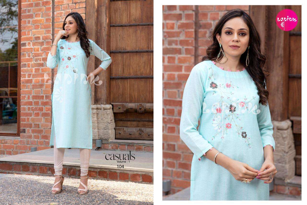 Buy Casuals Vol 1 La Pink Designer Rayon Kurtis