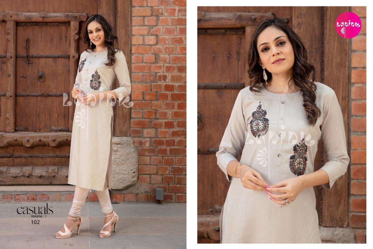 Buy Casuals Vol 1 La Pink Designer Rayon Kurtis