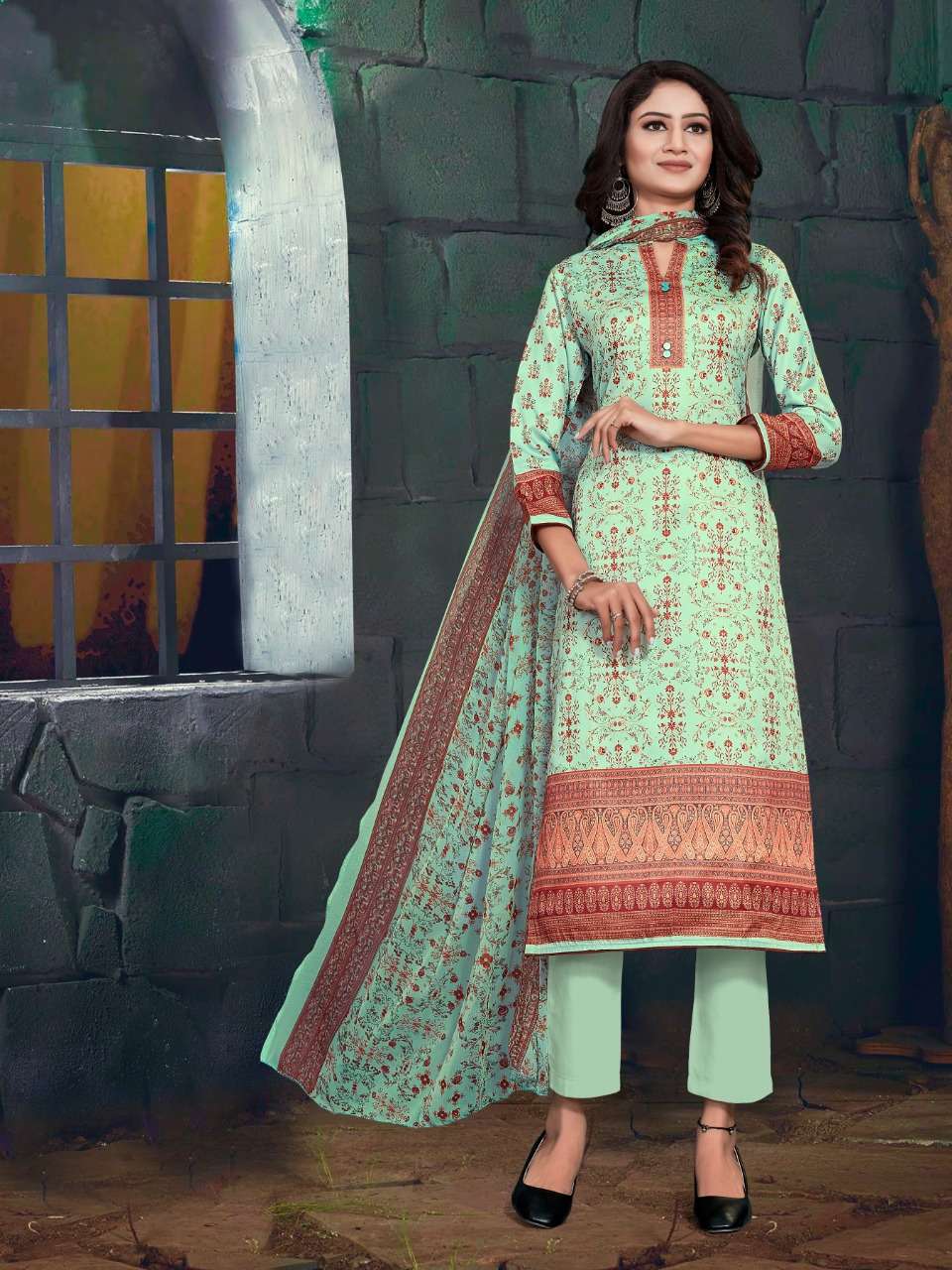 Buy Digital Queen Bipson Designer Satin Cotton Salwar Suit